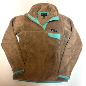 Patagonia Kids' Tan and Teal Fleece Pullover